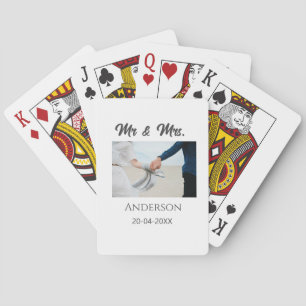 Mr & Mrs add family name date year wedding favour  Playing Cards