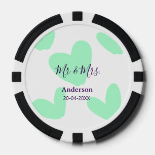 Mr & Mrs add family name date year wedding favour  Poker Chips