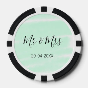 Mr & Mrs add family name date year wedding favour  Poker Chips