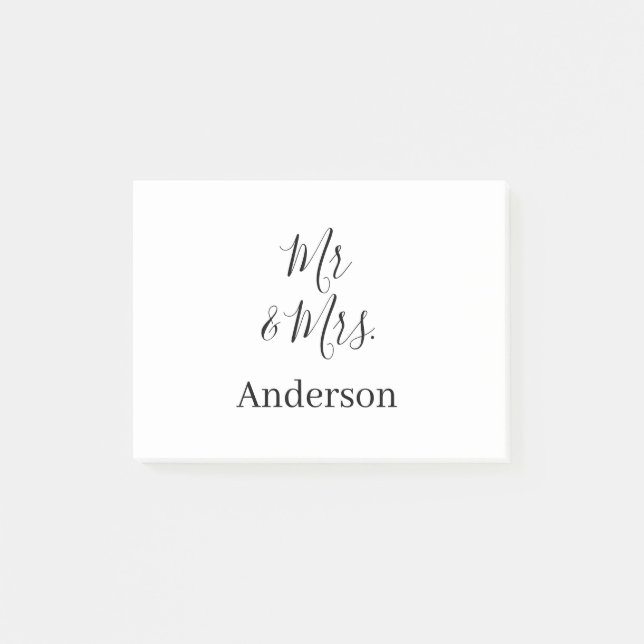 Mr & Mrs add family name date year wedding favour  Post-it Notes (Front)