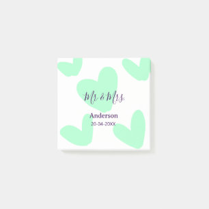 Mr & Mrs add family name date year wedding favour Post-it Notes