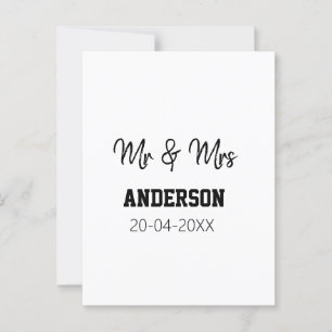 Mr & Mrs add family name date year wedding favour Postcard