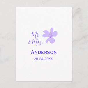 Mr & Mrs add family name date year wedding favour  Postcard