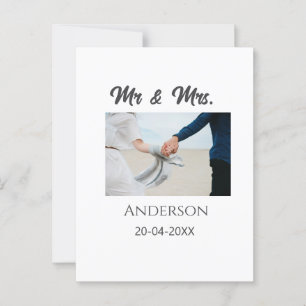 Mr & Mrs add family name date year wedding favour Postcard