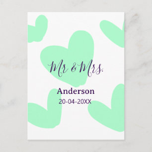 Mr & Mrs add family name date year wedding favour Postcard