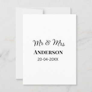 Mr & Mrs add family name date year wedding favour  Postcard