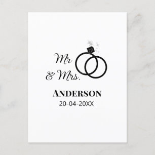 Mr & Mrs add family name date year wedding favour  Postcard