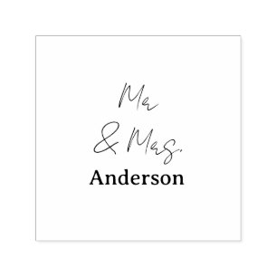 Mr & Mrs add family name date year wedding favour  Self-inking Stamp