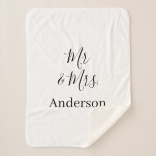 Mr & Mrs add family name date year wedding favour  Sherpa Blanket