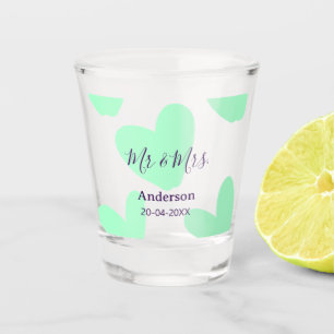 Mr & Mrs add family name date year wedding favour  Shot Glass