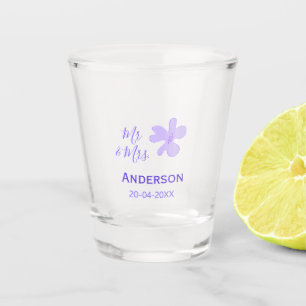 Mr & Mrs add family name date year wedding favour  Shot Glass