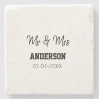 Mr & Mrs add family name date year wedding favour