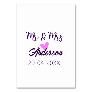 Mr & Mrs add family name date year wedding favour Table Number