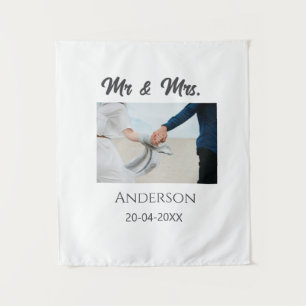 Mr & Mrs add family name date year wedding favour  Tapestry