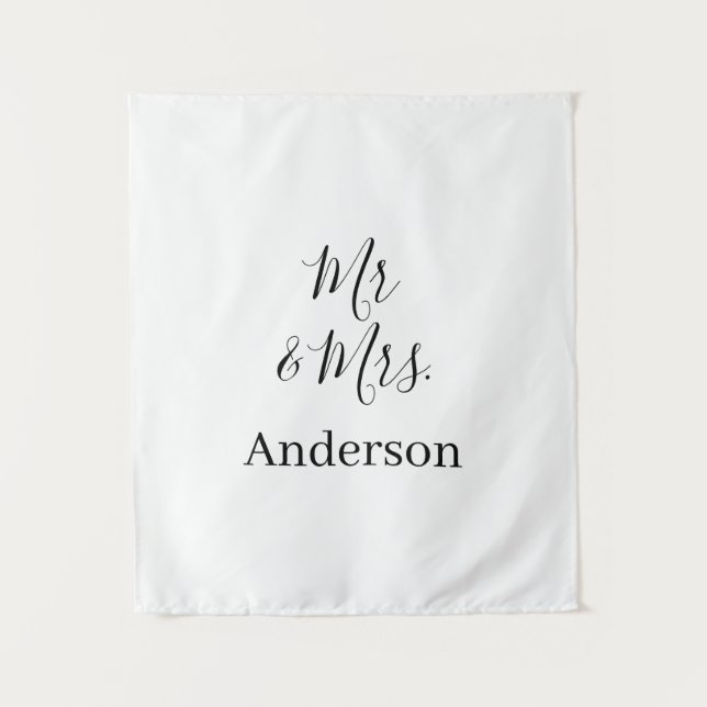 Mr & Mrs add family name date year wedding favour  Tapestry (Front)