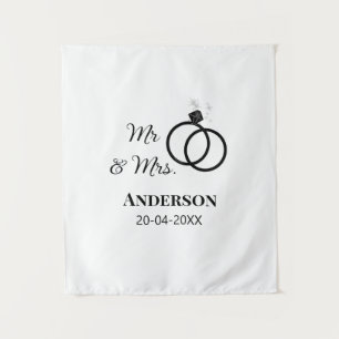 Mr & Mrs add family name date year wedding favour Tapestry