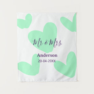 Mr & Mrs add family name date year wedding favour Tapestry