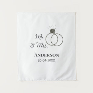 Mr & Mrs add family name date year wedding favour Tapestry