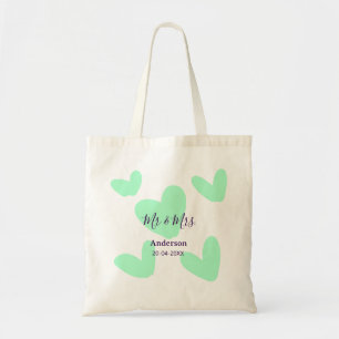 Mr & Mrs add family name date year wedding favour Tote Bag