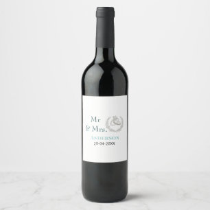 Mr & Mrs add family name date year wedding favour Wine Label