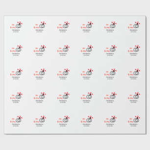Mr & Mrs add family name date year wedding favour Wrapping Paper