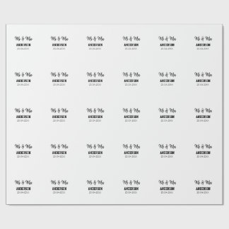 Mr & Mrs add family name date year wedding favour  Wrapping Paper