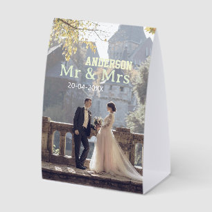 Mr & Mrs add family name photo date wedding family