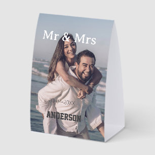 Mr & Mrs add family name photo date wedding family