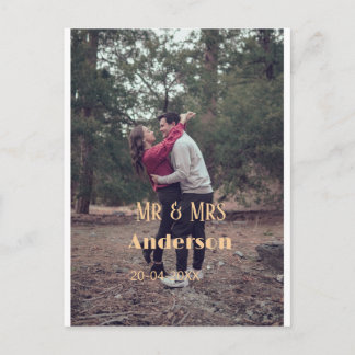 Mr & Mrs add family name photo date wedding family Holiday Postcard