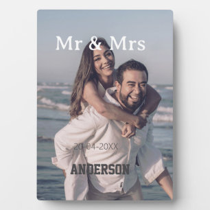 Mr & Mrs add family name photo date wedding family Plaque