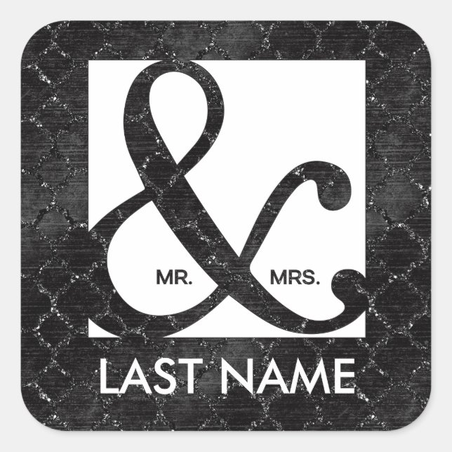 Mr. & Mrs. Ampersand Black Glitter Sticker (Front)