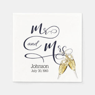 Mr & Mrs. Anniversary Champagne Toast  Napkin