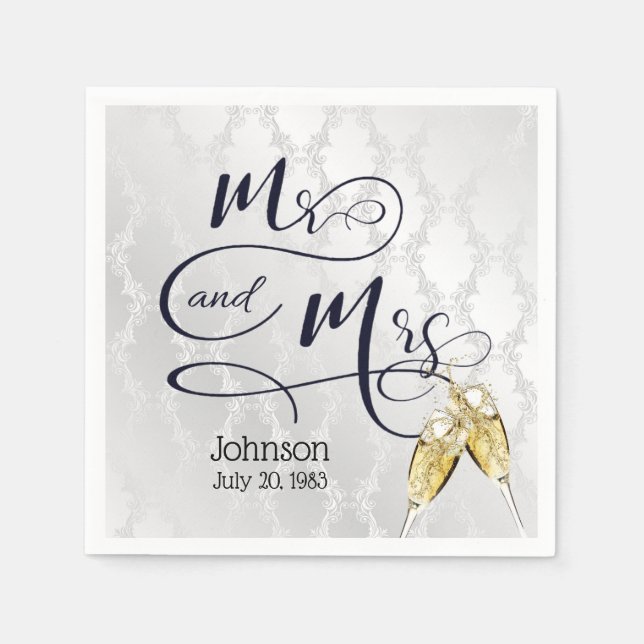 Mr & Mrs. Anniversary Champagne Toast   Napkin (Front)