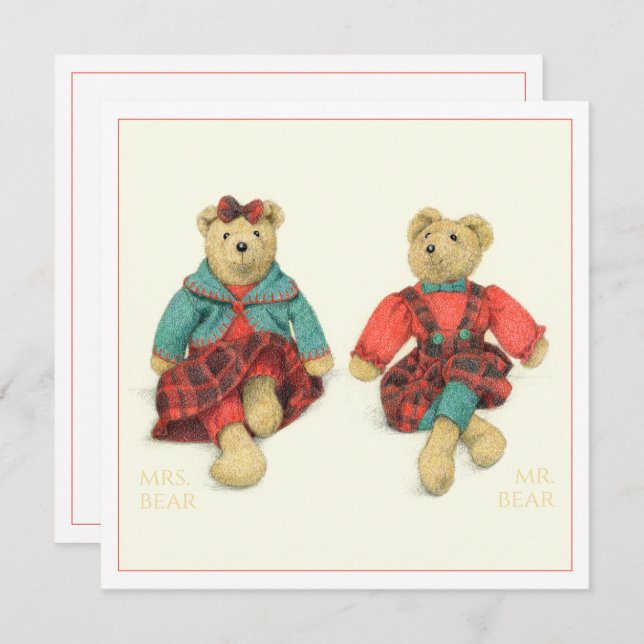 MR. & MRS. BEAR 5.25 Square Flat Card (Front/Back)