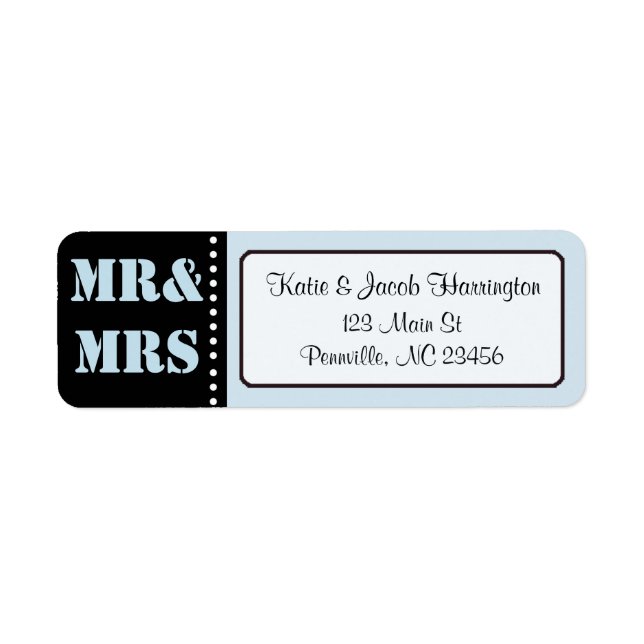 Mr & Mrs Black and Blue Return Address Labels (Front)