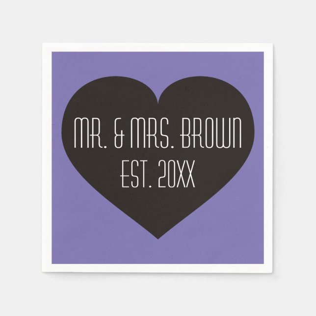 Mr. & Mrs. Black Heart Napkin (Front)