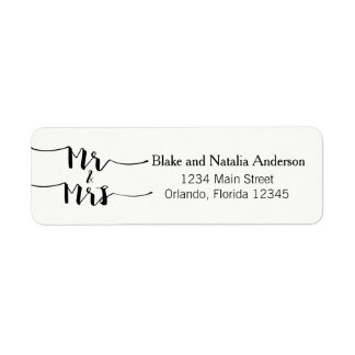 Mr & Mrs Black White Custom Return Address Label