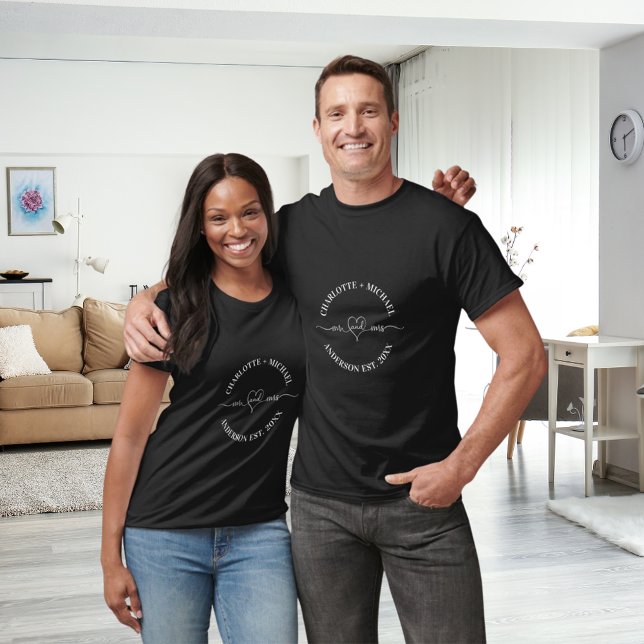 Mr mrs black white newlyweds names T-Shirt (Creator Uploaded)