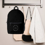 Mr mrs black white newlyweds printed backpack<br><div class="desc">Black background,  white text.  Mr mrs and a heart.
Personalise and add your names.</div>