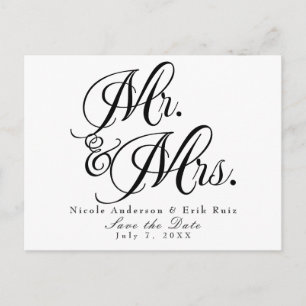 Mr. & Mrs. Black White Save the Date Invitation