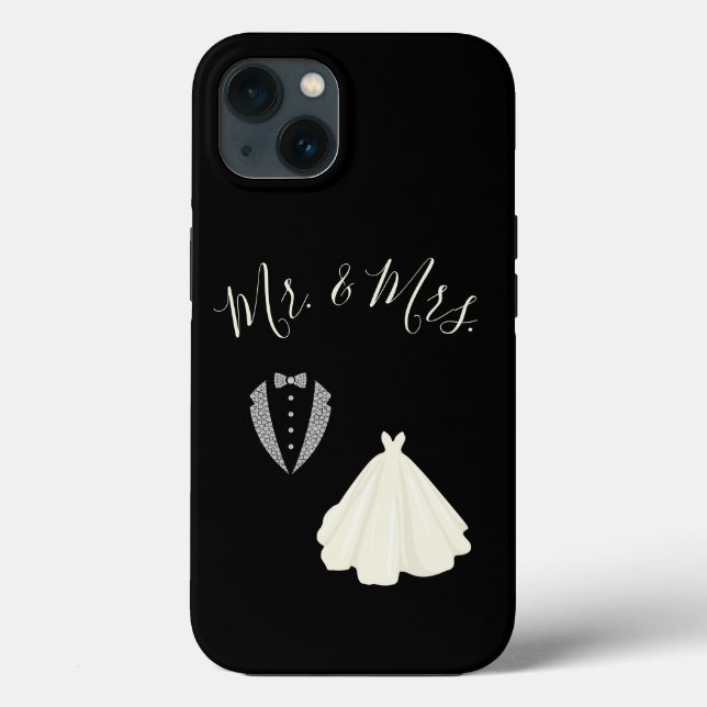 Mr Mrs  Black White Wedding Case-Mate iPhone Case (Back)