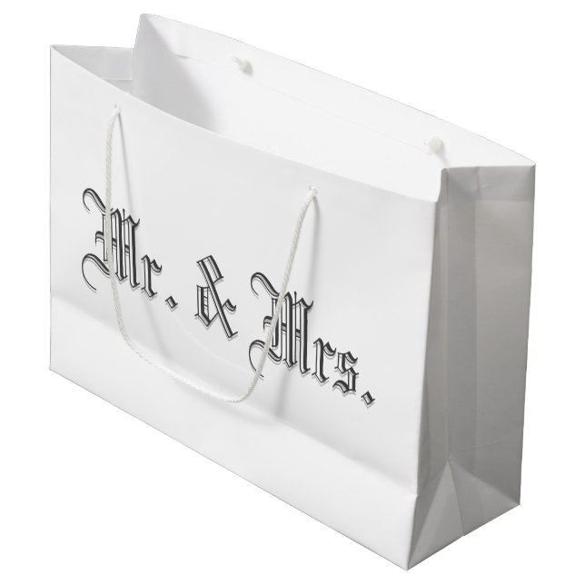 Mr. & Mrs. Blackletter Wine Gift Bag (Front Angled)