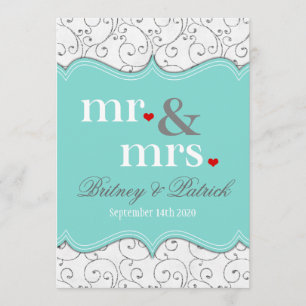 Mr & Mrs Blue Wedding Invitations