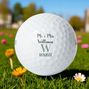 Mr & Mrs Bride and Groom Golfer Name Weddings  Golf Balls