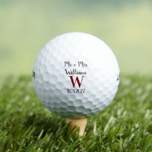 Mr & Mrs Bride and Groom Golfer Name Weddings Golf Balls