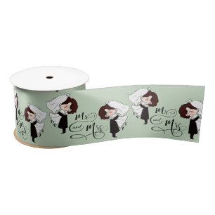 Mr. & Mrs. Bride and Groom Happiness Satin Ribbon