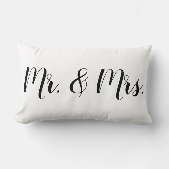 Mr. & Mrs. Bride And Groom Wedding Gift Lumbar Cushion (Front)