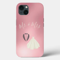 Mr Mrs Bride Groom Pink Metallic Wedding