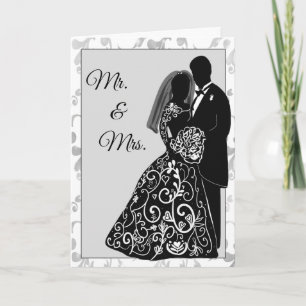 Mr. & Mrs. Bride Groom Silhouette Congratulations Card