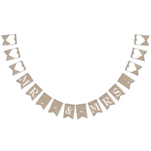 Mr. & Mrs. Burlap Wedding Bridal Shower Engagement Bunting